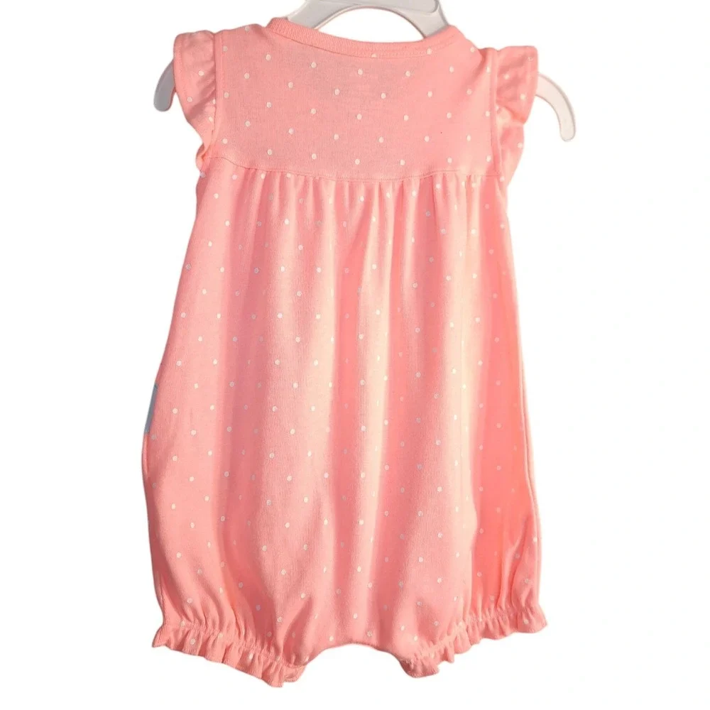 Carter's Girl's Narwhal Snap-Up Romper Size 9-Months Pink/Coral Ruffle Arms Legs